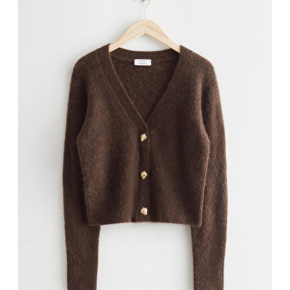 & Other Stories ~ Gold Button Cardigan ~ Dark Brown